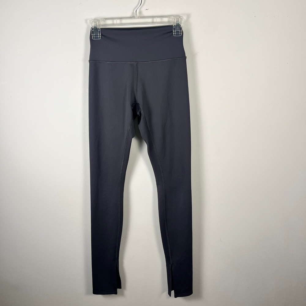 Alo Yoga Airbrush High-Waist Split Hem Leggings Dark Gray Charcoal Medium